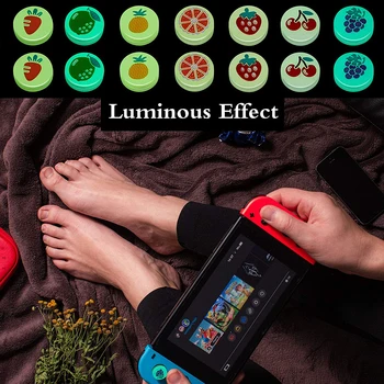 2 бр. Светещи капачки за улавяне на палеца, Съвместими с Nintendo Switch OLED / Switch Lite / Switch Силиконов Защитен Калъф за джойстик