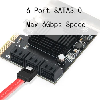 6 Портове и конектори SATA 3 PCI Express Карти за Разширяване на PCI-E/PCIE SATA Контролер SATA Множител SATA3 6gb/с ASMedia ASM1166 Чип за HDD и SSD