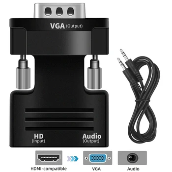 HDMI-съвместим Мъжки към Женски VGA Адаптер HD 1080P Аудио Кабел Конвертор За PS4 PC Лаптоп ТЕЛЕВИЗИЯ Скоростна Дисплей Проектор