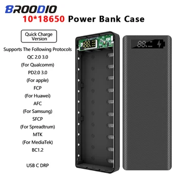 QC3.0 10× 18650 Мобилен Банка Хранене Калъф САМ Shell Kit За Смартфони Зареждане на Батерии Кутии За Съхранение Бързо Зареждане на Power Bank Калъф