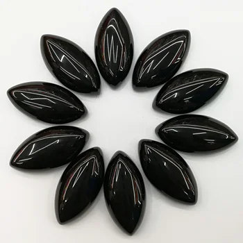 Продажба на едро 15*30*7 мм естествен черен камък оникс мъниста маркиз форма на КАБОШОН сълза форма свободни мъниста Безплатна доставка на 12 бр./лот