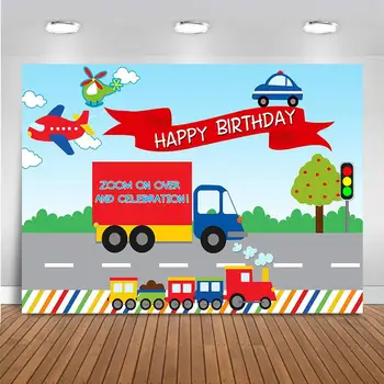 Проезжайте Покрай Шествието в Деня на Раждането на Фона на Автомобили Влак Парад Фон Проезжайте Покрай Украса за Парти по случай рождения Ден на Банер Доставка