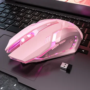 Ръчна Безжична Детска Мишка Bluetooth Акумулаторна RGB Тиха Осветление Mause Оптични Компютърни Геймерские Мишката за Лаптоп Момиче