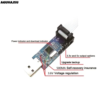 10Pin до 6-контактна платка адаптер + USBASP USBISP AVR Програмист USB ATMEGA8 ATMEGA128 ATtiny/CAN/PWM 10Pin Кабелна Модул направи си САМ