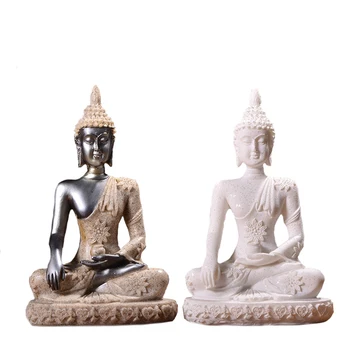 11 Стил Природа Пясъчник Миниатюрна Статуя На Буда Тайланд Фън Шуй Статуетка Индуистская Скулптура За Медитация Декорация На Дома