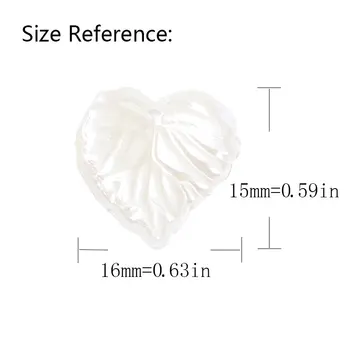 16*15 мм направи си САМ бижута Мъниста във формата на сърце Имитация на перли листа кремаво бяло-слонова кост ABS материал с ръчно изработени 160 бр./пакет