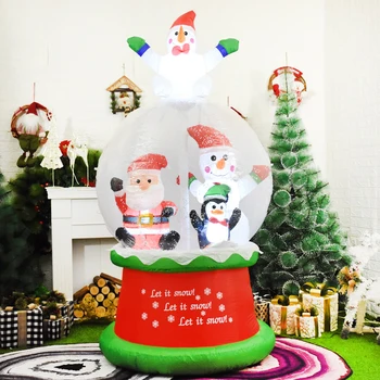 2.1 m Коледен Надуваем Снежна Топка с Led Светлини Дядо коледа, Снежен човек Надуваеми Играчки Коледни Външни Декорации Коледен Подарък за Деца