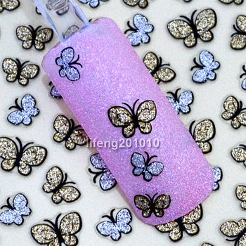 2 Листа 3D Блестящи Стикери за дизайн на ноктите с Пеперуда, Стикери За Декорация на Нокти, Инструменти за Красота, Цвят: златист, Сребрист, BLE736D