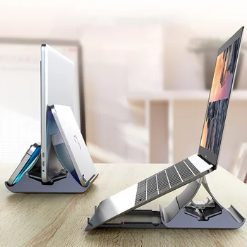 2 в 1 Поставка за лаптоп Преносими Сгъваеми ABS, Вертикална стойка за Лаптоп с нескользящим Силикон за Лаптоп MacBook Air Pro 10-17 см