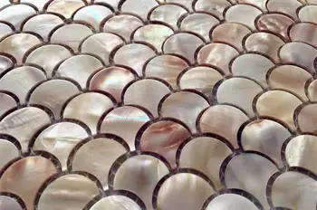 2 мм Дебелина на Риба Кантара под формата На Миди Мозайка Плочки от Естествен Бял Седеф Стенни Облицовки, Плочки за Баня MOP191