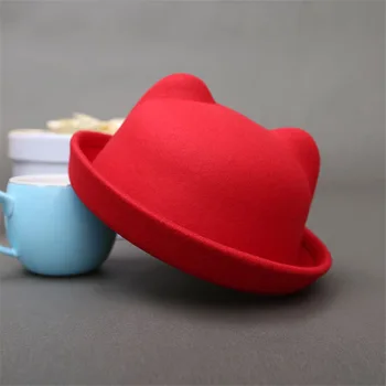 2019 Хубава шапка-бомбе за родители и деца, вълнен Филц шапки за Жени, Момичета, Деца, официалната шапка с уши Кошачьими