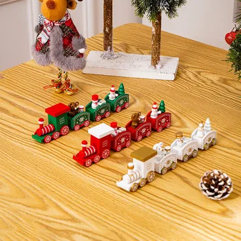 2023 Нова Година Весела Коледа Подарък За Бебе Мини На Боядисани Дървени Коледен Влак Украшение Навидад 2022 Коледна Украса Натал Noel