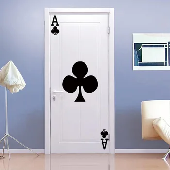 3D Покер Източване на Формата САМ Вратата Художествена Живопис Стикер 77*200 см Самозалепващи PVC Стикер За Стена на Спалня Начало Декор Тапети Художествен Плакат