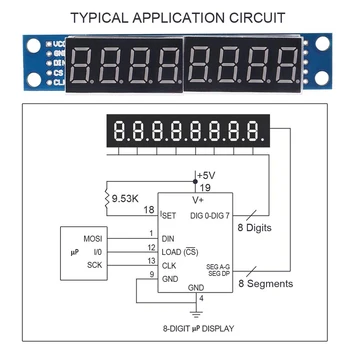 8-Знаков 7-Сегментен Модул MAX7219 8-Битов Цифрово Сегментен Клиенти Led Дисплейный Модул за Arduino MCU/51/AVR/STM32