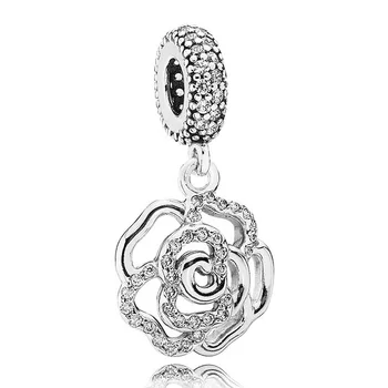 925 стерлинги сребърен дамски медальон лале пятилистный цвете, висулка е съвместим с оригинални бижута на продукта гривна висулка