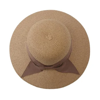 Doit Годишна жена солнцезащитная шапка с лък И голяма Периферия, Монофонични празничен козирка, плажни Сламени шапки, Дамски слънчеви шапки за почивка на открито