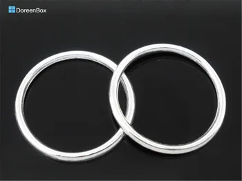 Doreen Box Прекрасно 50 бр Сребрист цвят Паяное затворен пръстен за скачане с диаметър от 24 мм (B04315)