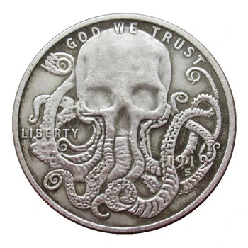 HB(107) Монети Liberty Скитник САЩ 1919-те години, сребърно покритие Копие на монети, Монети с черепа