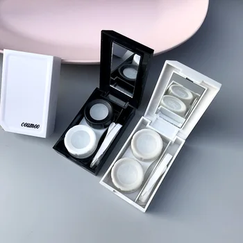 INS Матова текстура, монофонични калъф за контактни лещи с огледало, МИНИ-калъф за пресни козметични лещи, кутия за съхранение на контактни лещи, подарък