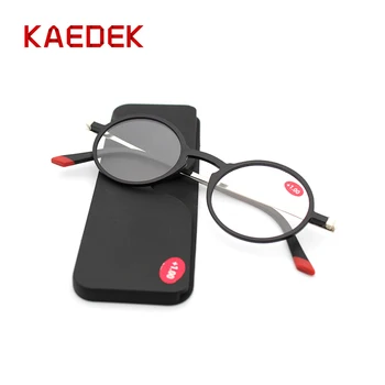 KAEDEK Тънка дограма Правоъгълни рамки Tr90 очила за четене + алуминиев магнитен калъф Сгъваем Пресбиопический Eyeglasse+1 1.5 2 2.5 3 3.5