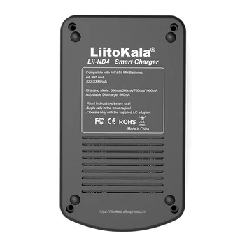 LiitoKala Lii-ND4 NiMH/Cd зарядно устройство за AA AAA зарядно устройство с LCD дисплей и тестова капацитетът на батерията е 9 На батерията.