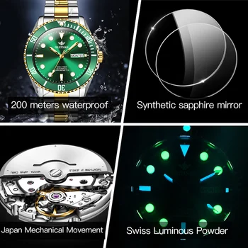 OUPINKE Нови Мъжки часовници Швейцарски висок клас Марка Автоматични Механични Ръчни Часовници за Мъже от 20-бар Водоустойчив мъжки Часовник за Гмуркане Луксозен Тенденция