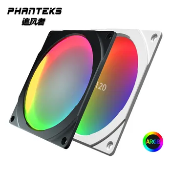 Phanteks 120 мм ABS 5 В 3PIN Halos ARGB Цветни LED Модел Вентилатор С Бленда, Съвместим 12 см Вентилатор/Синхронно дънната Платка, Черен, Бял