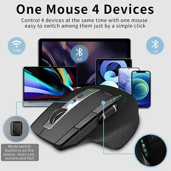 Rapoo MT750 Многорежимная акумулаторна безжична мишка с Ергономична 3200 dpi Bluetooth мишка Лесна смяна на до 4 устройства за игри на мишката