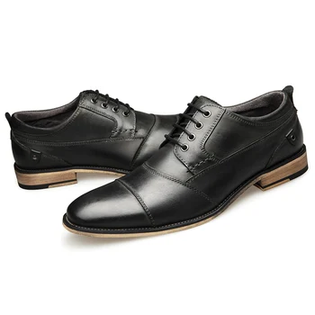 VRYHEID/Новост 2022 г.; мъжки бизнес модела обувки от естествена кожа в британския стил; модерни ежедневни обувки-дарби; класически-големи размери 7,5-13