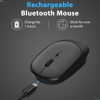 Безжична Мишка с Bluetooth 2,4 G Двухрежимные Мишката Ергономичен Бутон за Изключване на Звука 1600 dpi За MacBook iPad Таблет Лаптоп PC мишка, Мишка Геймър