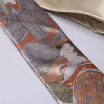 Безплатна доставка Нов Мъжки Оригинален дизайн подарък вратовръзка с принтом светло каки, светло златист вратовръзка Япония Укие-ъ ръчно изработени Японски