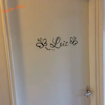 Безплатна доставка детска стая знак-Момичета Вратата на Спалнята Монограм с пеперуди Персонализирани името vinyl стикер на стената стикер