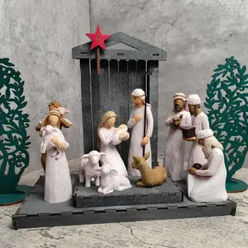 Вертепные Фигурки База Исус Коледен Орнамент | Настолни Сцена Фигурки рождество сцени Стабилна Сцена Начало Декор за Коледа