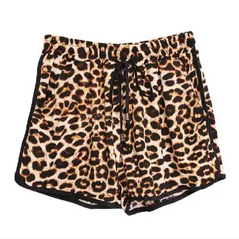 Дамски къси панталони Модни Летни Висококачествени Плажни Вечер С Леопардовым Принтом Дамски Ластични Шорти На съвсем малък pantalones cortos de mujer