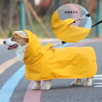 Дъждобран за кучета, пончо за домашни любимци от изкуствена кожа с качулка, защита на корема, Анти-мръсна Водоустойчив облекло за кутрета с прозрачни 