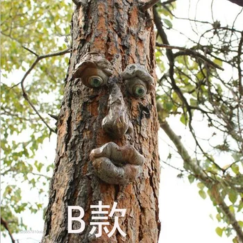 Забавен Старец Дърво Украса За Лицето На Градинско Изкуство Външно Фантазия Дърво Скъпа Скулптура На Човешко Лице Хелоуин Украса Градинска Стена