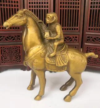 Китай латунная Маймуна на гърба на кон занаяти статуя