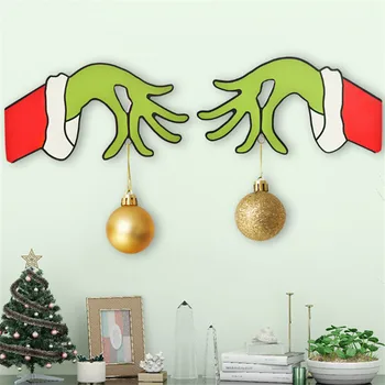 Коледен Крадец Ръчно Силует Коледна Украса За Ръце Крадец Ръчно Стикер На Стената Начало Декор Коледен Подарък