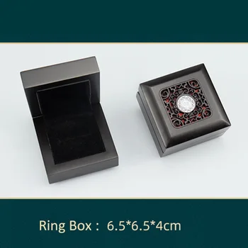 Кутия За Съхранение На Пръстените От Масивен Махагон, Благородна Резбовани Дървена Кутия За Съхранение На Бижута, Подарък Опаковъчна Кутия