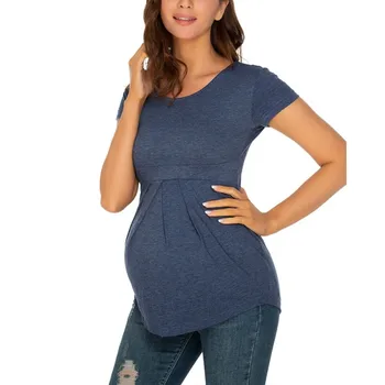 Летни Блузи за Бременни, Дамски Тениски с Къс Ръкав за Бременни, Ежедневни Тениски за Бременни, Елегантни Дамски Блузи с Гънки, Дамски Дрехи