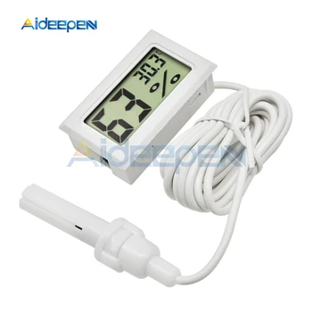 Мини LCD Дигитален Термометър, Влагомер - 50 ~ 110 градуса Датчик за Температура За Вътрешно Външно Фризера на Хладилник 1 М На 1,5 М, 2 М, Сонда