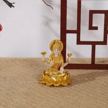Мини Индуистская Богиня, Индийски Златна Статуетка на Буда, Подарък от Смола за Медитация, Просперираща Стая за Йога, Олтара, Градина, Дивали, Светилище, Офис