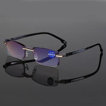 Мъжки слънчеви Очила За Четене, Анти-Синя Светлина, Очила за Далекогледство, HD Очила Без Рамки, Диоптър от 0 до + 4,0, Мъжки Оптични Очила по Рецепта