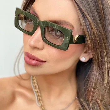 Най-новите Модни Маркови Слънчеви Очила За Жени, Дизайнерски Луксозни Дамски Квадратни Очила, Стилен Oculos de Sol