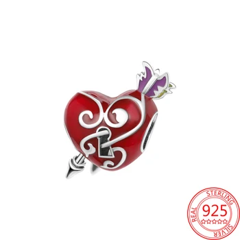 Нов 925 Сребро Сърцето на Замъка с Лък и Стрели Висулки, Мъниста Подходящи Оригинална Гривна Pandora 925 Висулка за Жени, Бижута Подарък
