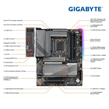 Нов GIGABYTE GA Z690 GAMING X DDR4 Intel Z690 DDR4 XMP 128G 5333 (O. C.) PCIe 5.0 M. 2 2.5 GbE LAN Поддръжка на гнездото 12 поколение LGA 1700
