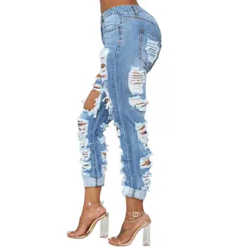 Нови дънки гадже, Модни летни скъсани дънки за жени, улични хипстерские дълги дънкови панталони XS-XL, директна доставка