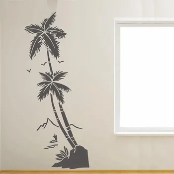Плаж кокосови палми, водоустойчив винил със стикери зала за баня стъкло съвременно изкуство стенни декоративни стикери