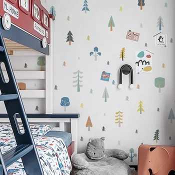 Скандинавски Мультяшное Дърво САМ Стикери за Стена за Детска стая, Спалня, Всекидневна Декор на Детска Стая на Винилови Стикери за Стена Художествени Стенни Плакати