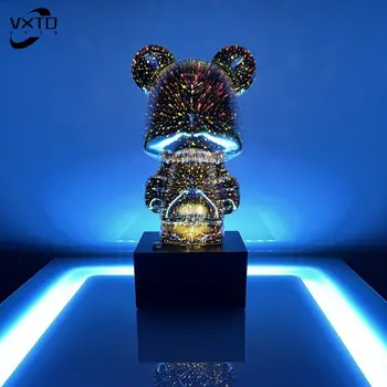 Творчески 3D Стъклен Фойерверки Малката Мечка лека нощ, Скандинавски Луксозен Начало Декор Дневна Маса Декоративна Атмосфера Леки Подаръци